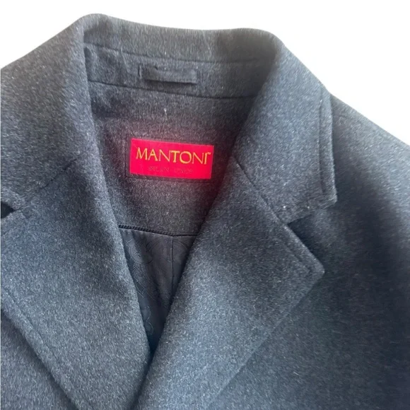 MANTONI TOP COAT CHARCOAL BLACK WOOL/CASHMERE